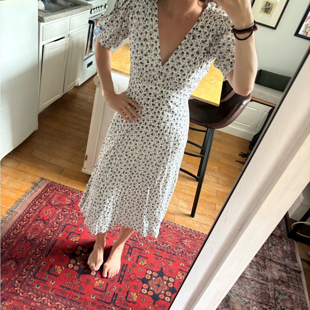 Faithfull the Brand Monochrome Floral Dress